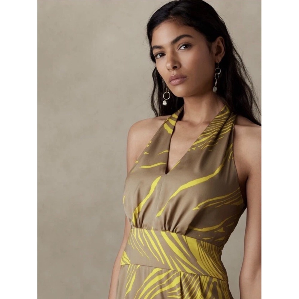 Banana Republic Size-8/Petite Maxi Dress Tie Back Halter Botanica Printed $150 - Picture 2 of 16